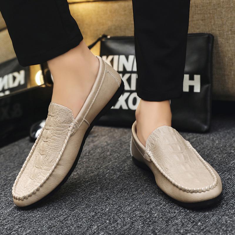 Yumuşak Deri Loafer Bere Ayakkabı Düğün Damat Erkek İş Yumuşak Tabanlı Resmi Ayakkabılar Günlük Düşük Üst Hafif Tek Pedal