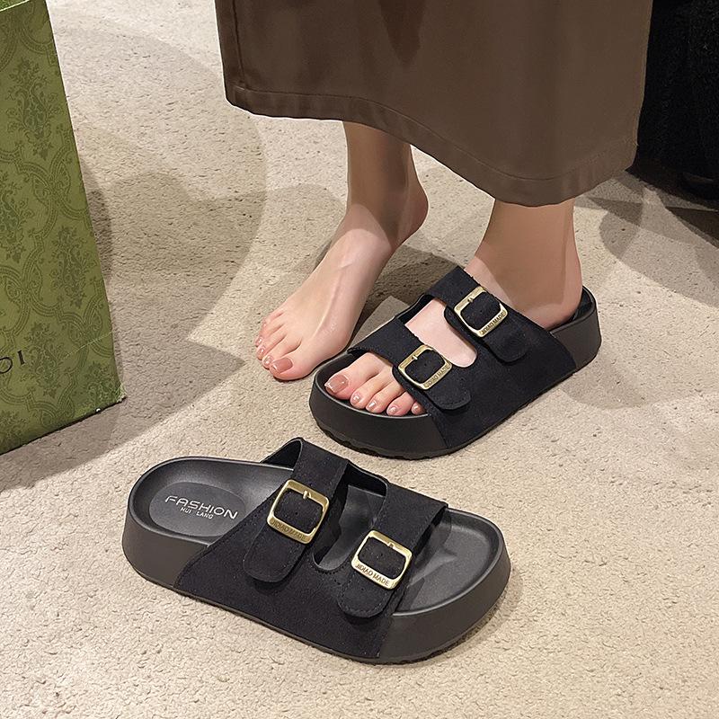 

Туфли на платформе крутые тапочки женские летние 2025 новинка с юбкой премиальные пляжные тапочки 34 чёрный