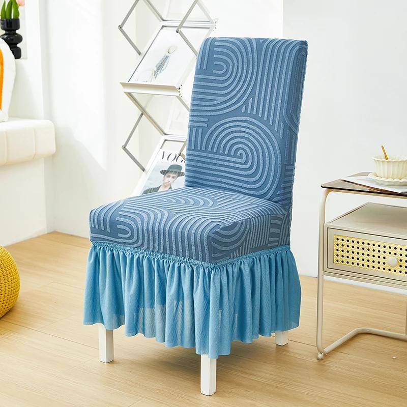 Luxuriöse Hochzeitsstuhlhusse Partydekoration Verdicken Jacquard mit Rüsche Plissiert Verwendung Stretch Esszimmer Luxus Geburtstag Hotel Bankett 1pc