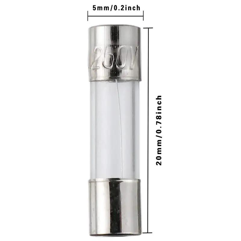 100 PCS Fast Blown Glass Fuse Combination Kit 5x20 mm 250 V 0.1 0.2 0.25 0.5 1 1.5 2 3 4 5 8 10 12 15 20 A In Clear Plastic Box Fuses4