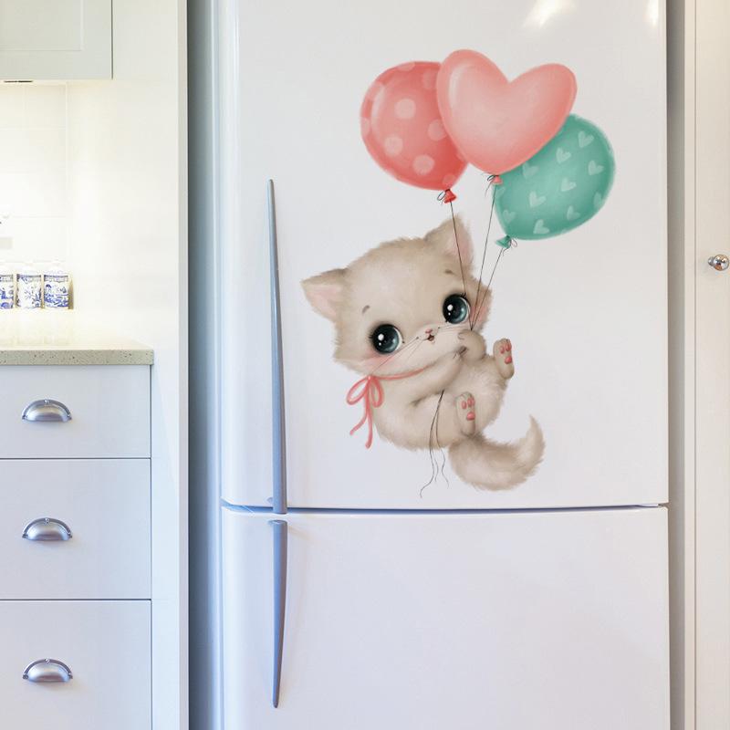 1Pc Hand-Paint With Balloons Cats Wall Stickers For Children Room Kids Room Decor Wall Decals Bedroom Home Decoration