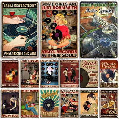 ARTISIAN Rusty Vinyl Records Metal Tin Sign Vintage Decorative Plate Classic Music Metal Sign Man Cave Home Studio Wall Decor