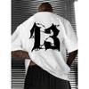 Men's Printed T-shirt - Bold '13' Back Print - Lightweight Summer Short Sleeved Shirt - Green Concert Party Casual Top