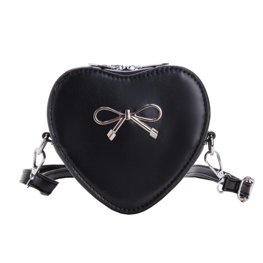 Fashionable Gender Neutral Mini Crossbody Bag Featuring Heart And Bow Patterns For Children