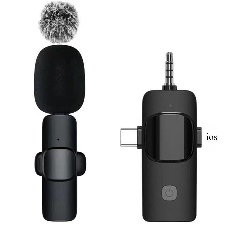 2.4G אלחוטי Lavalier מיקרופון נייד הקלטת אודיו וידאו מיני מיקרופון לאייפון אנדרואיד טלפון משחקים בשידור חי