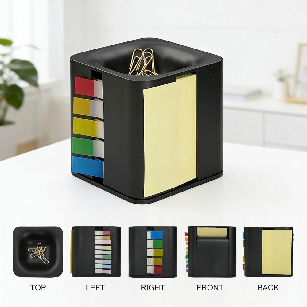 Plastic Desktop Note Holder 5-in-1 Page Marker Case Sticky Note Dispenser Dorm Room