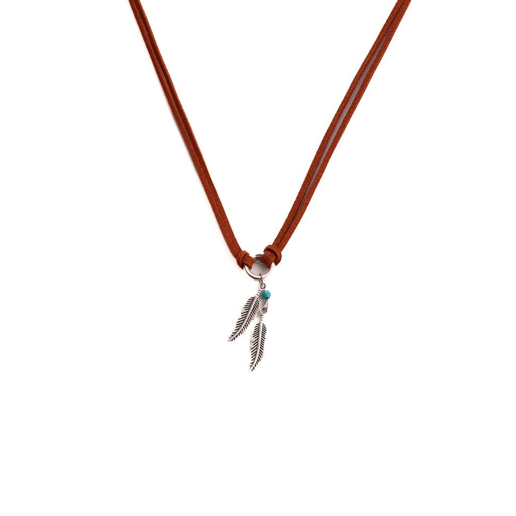 Ethnic Style Feather Woven Fringed Necklace Retro Metal Pendant Bohemian Sen Simple Item Decoration
