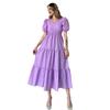 2024 Summer V-Neck High Waist Pleated Polka Dot Dress - European and American Style