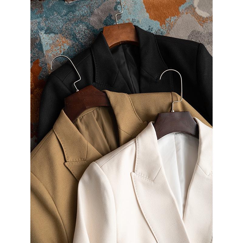 

Solid Color Hand-Stitched Double-Breasted Silk Wool Suit Jacket XXL чорний