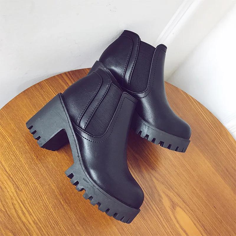 New Autumn Awinter New Women's Round Toe Thick Sole Heel Women's Short Boots Simple Comfortable Versatile Women's Shoes