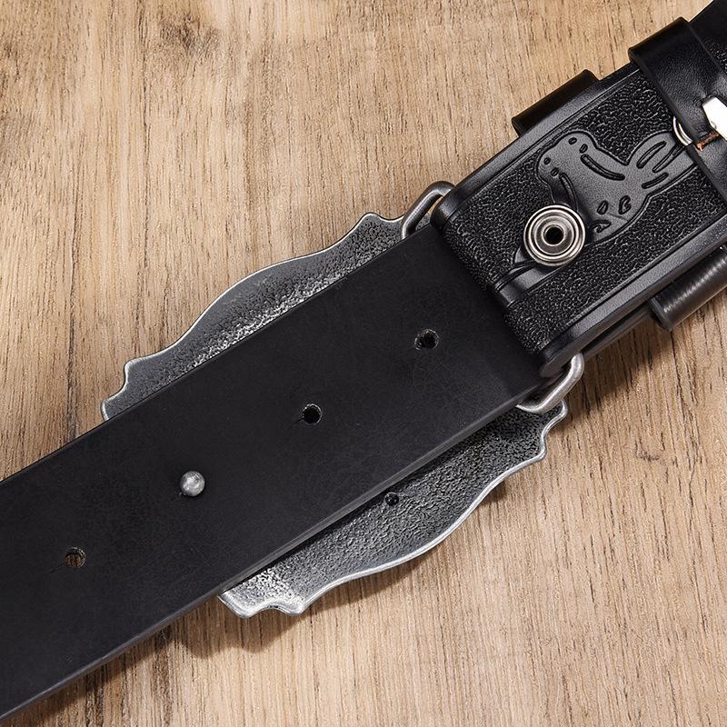 Western Cowboy Large Buckle Belt - Youth Trendy American Street Style Leather Waistband