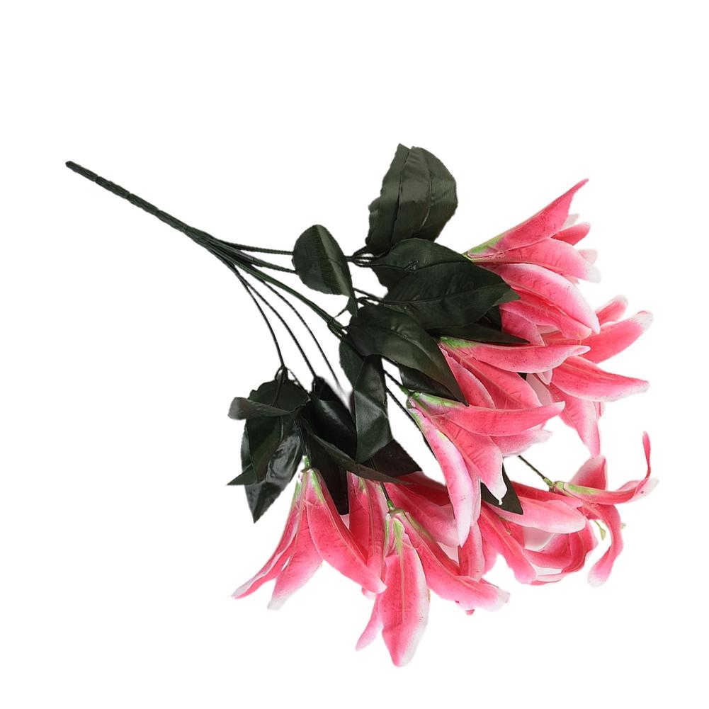 Exquisite 45cm Artificial Lillies 10 Head Flower Bunch Elegant Home Decor