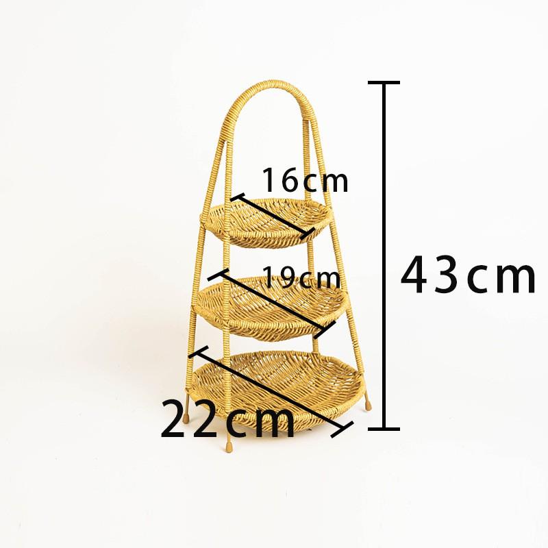 Woven-Style PP Multi-Tier Serving Basket Snacks Fruits Bread Dim Sum Japanese Style Storage Organizer
