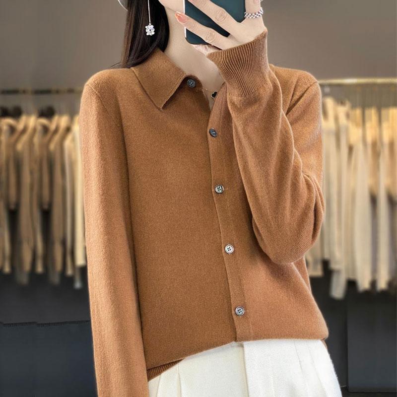 Women's Cashmere Cardigan Qinghe Cashmere 30% Cashmere 70% Wool Women's Autumn and Winter Cashmere Cardigan Soft and Warm