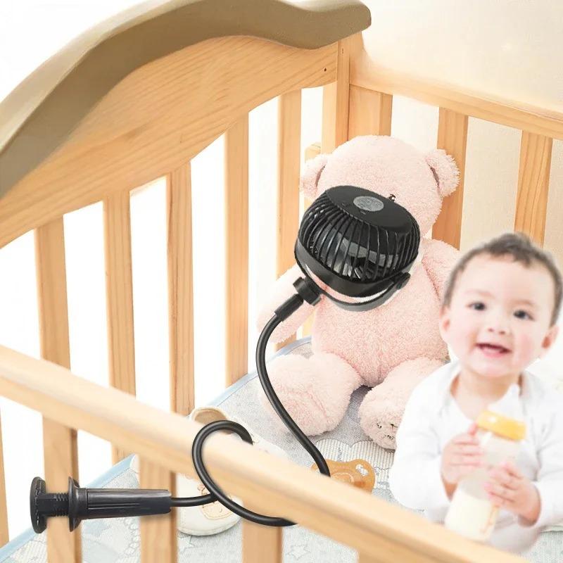 USB Rechargeable Deformable Long Bracket Electric Clip Fan 3 Speed Portable Baby Stroller Air Cooler Fan Table Ventilator