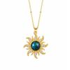 Cosmic Planet Women's Sun Copper Necklace with Zirconia Clavicle Chain and 18k Gold Diamonds