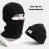 2-in-1 Wintermaske Mützen Hüte Warme Gestrickte Sturmhauben Hüte Winddicht Einfarbig Vollgesichts Skihaube Taktische Radsport Ohrenschützer Mütze
