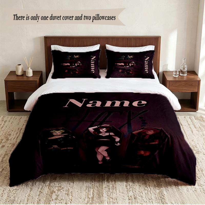 Hex Girls Personalized Custom Name 3‑Piece Bedding Set Soft Duvet Cover Set For Bedroom Home Decor
