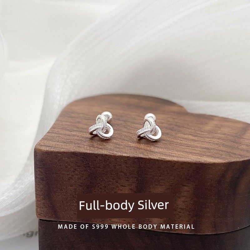 

Женские причудливые доступные роскошные серьги с узлом руи, полностью из тремеллы, разновидности полупрозрачного белого гриба, серьги-гвоздики, ухаживающие за ушами Ruyi knot [screw]]