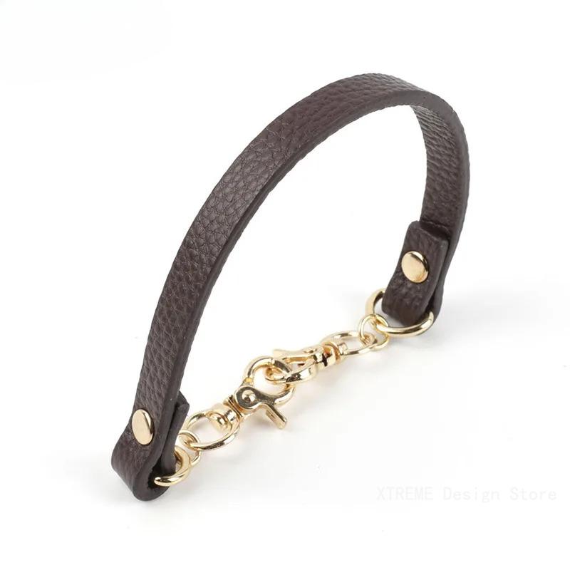 30cm Leather Women Black Brown Handbag Handle Short Bag Strap Useful Replaceable Simple Lychee Pattern Wide Shoulder Strap