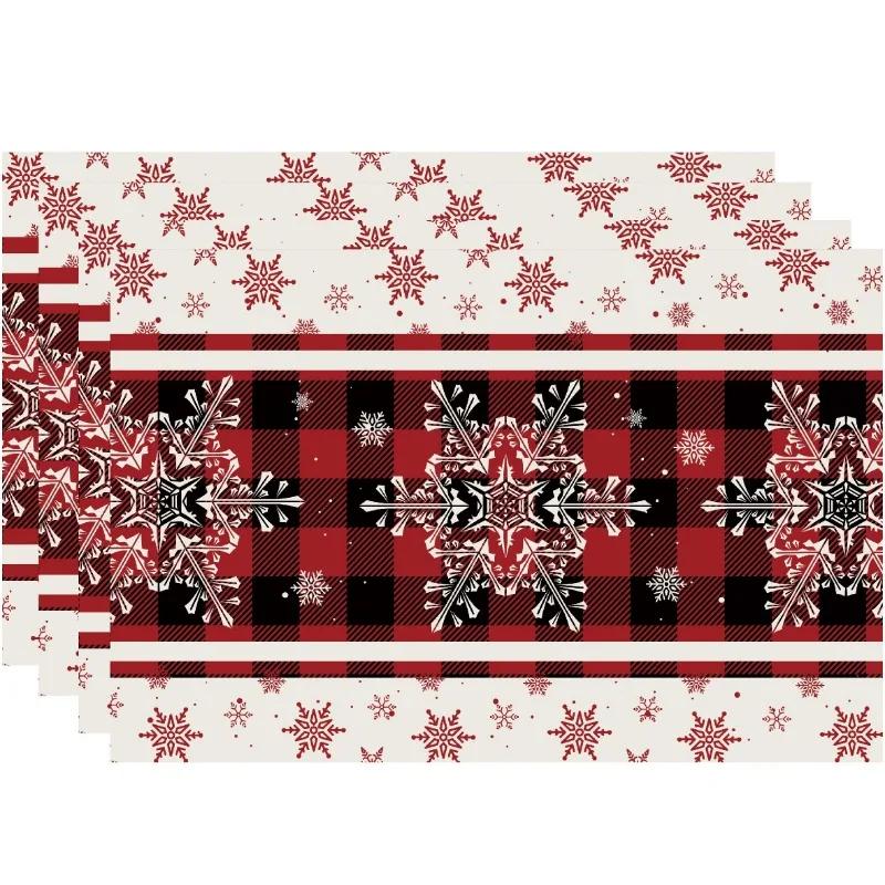 1PC Christmas Placemats with Printed Insulation and Western Style Dining Table Decoration Kitchen Decor and A Festive Atmosphere