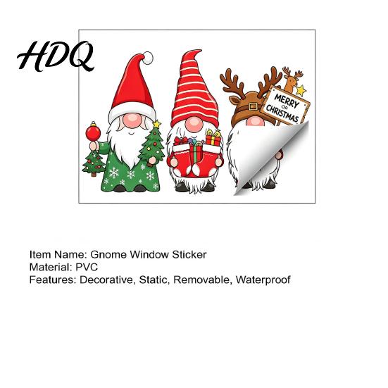 Indoor Outdoor Decor Christmas Gnome Static Window Sticker PVC Waterproof Clings Cartoon Glass Stickers Decals Cute Faceless Dwarf for Home