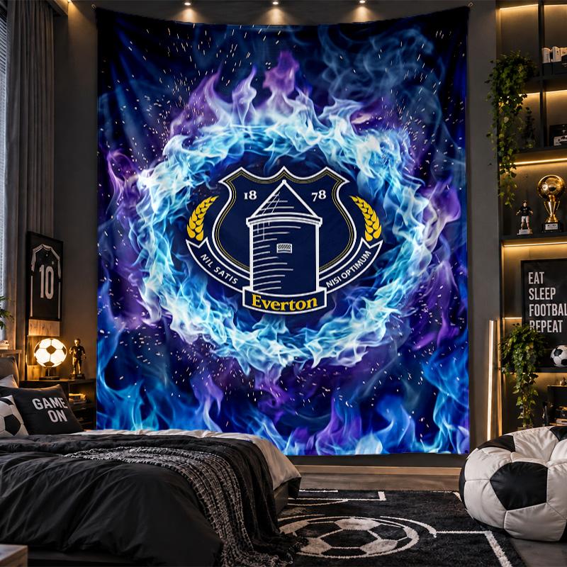 Wall Hanging Tapestry Everton Football Print Cloth for Living Room Bedroom Home Decor