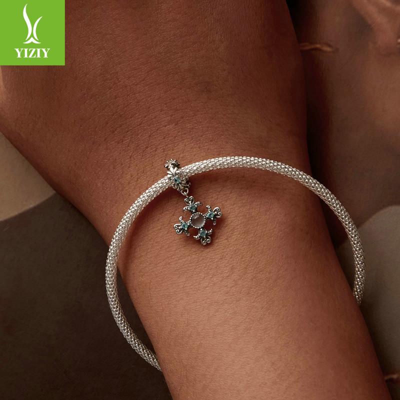 Vintage Iris Cross Diy Pendant, Classic Design S925 Sterling Silver Temperament Beaded Accessories