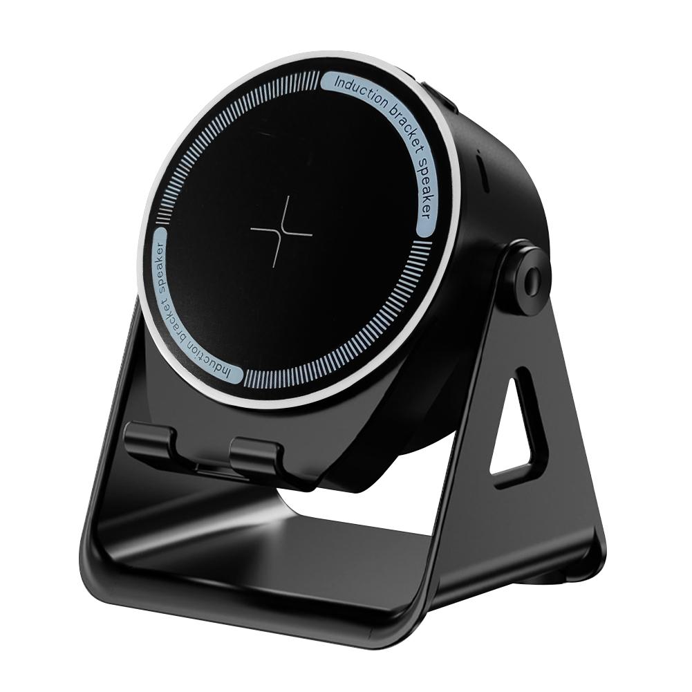 3 In 1 Induction Speaker with Phone Holder Smart Audio Speaker Anti-Slip Foldable Wireless Speaker for Universal Mobile Phone