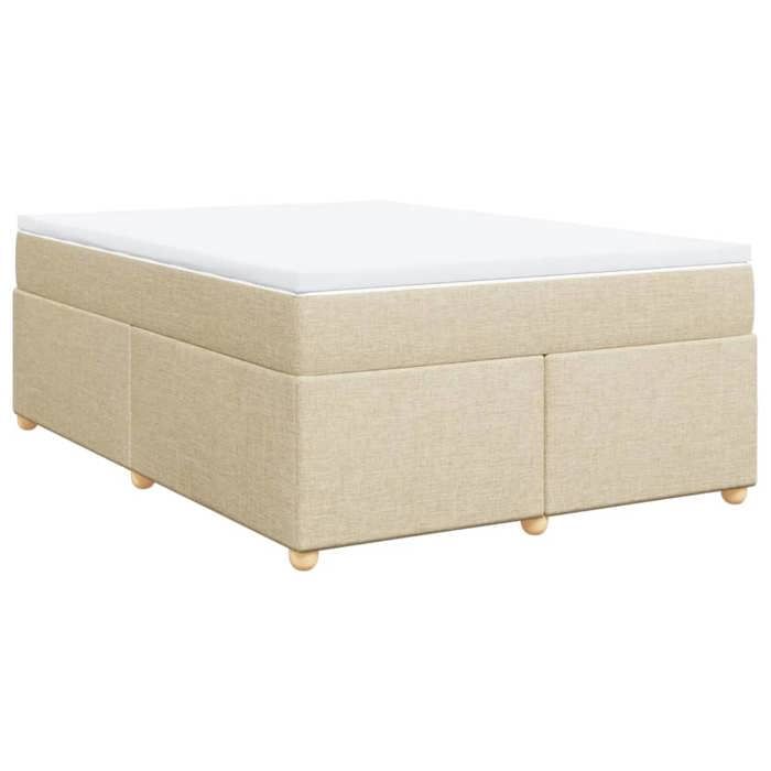 Exclusive House - Slatted Bed Base with Cream Mattress 140x190 Cm Fabric