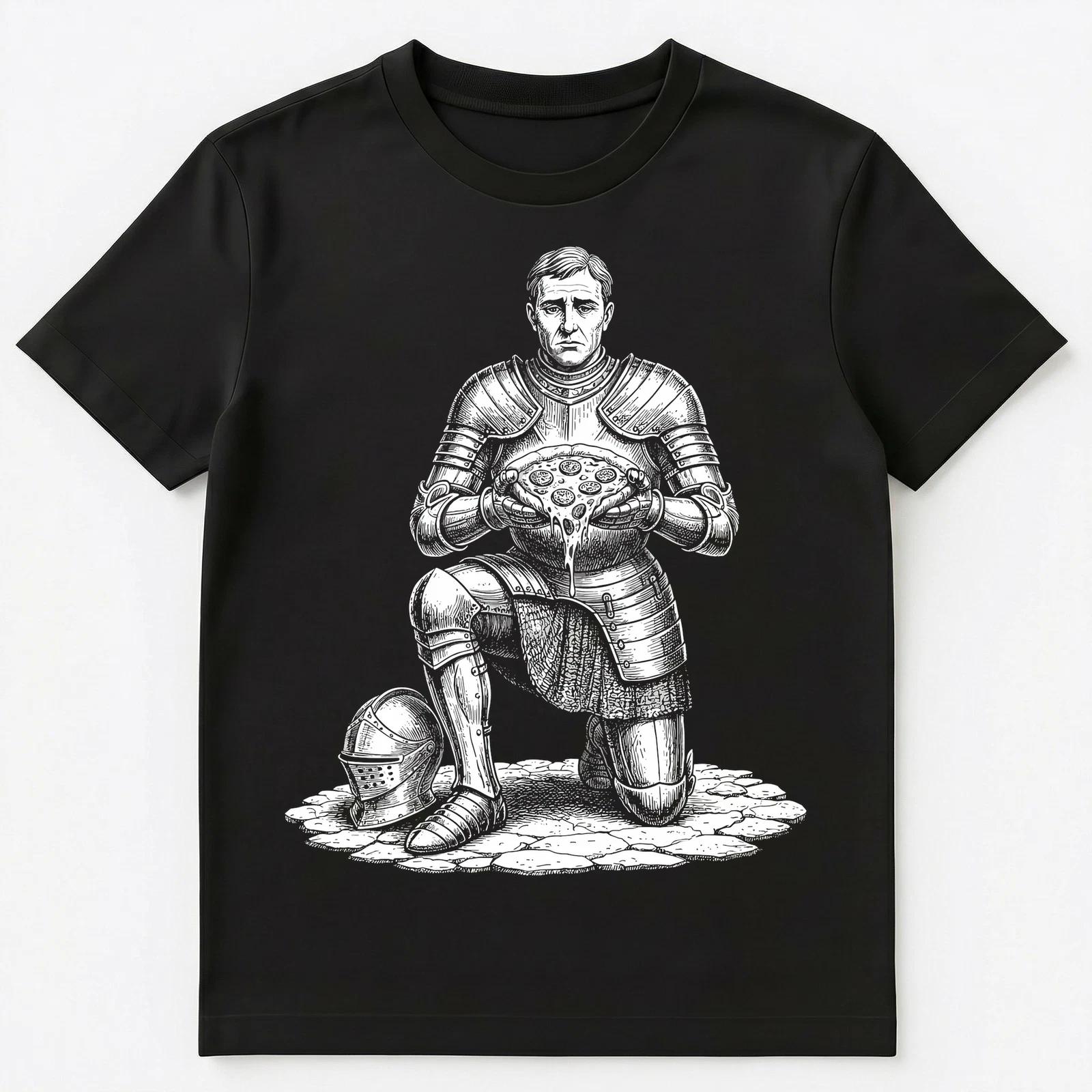 Knight Enthusiast Medieval Pizza Feast Humor Unisex T-Shirt XL