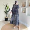 2024 Autumn European & American Women's Casual Print Crew Neck Loose Long Dress