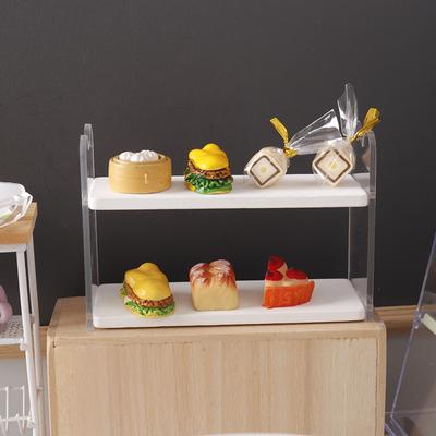 1:12 Dollhouse Miniature Storage Rack Food Display Stand Mini Shelves Bookshelf Flower Racks Cake Bread Storage Shelf Model Toy