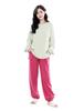 MiniZaru Loungewear Pajama Long Warm and for and Winter Size Women's Set, Sleeve, Cute, Skin-Friendly Spring, Autumn, (Green, XL)