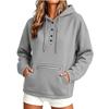 Felpa da donna con cappuccio, manica lunga, bottoni frontali, tasca, colore, per uso casual quotidiano