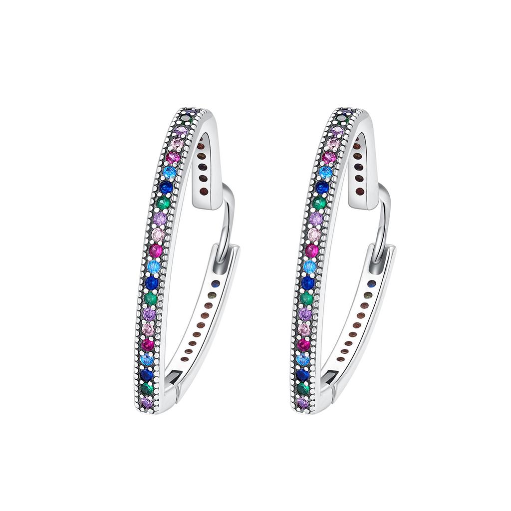 New 925 Silver Sparkle Double Hoop Heart Earrings For Women Fashion Silver Earring Jewelry Gift