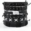 1 Mode-Armband Wikinger-Armband Für Männer Handgelenk-Armbänder Geflochtenes Totenkopf-Hand-Schmuckstück Verstellbares Leder-Set-Armband Für Leder