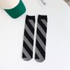 Diagonal Striped Personalized Hole Socks for Women, Mid-calf Socks, Cotton Spring Sweat-absorbing Striped Thigh-high Socks