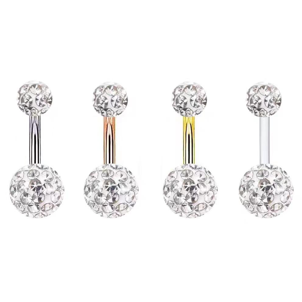 Set of 8 Film-Wrapped Polymer Clay Ball Belly Button Rings - Navel Jewelry Body Piercing