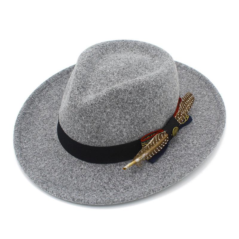 Trendy Fedora Hats Men Women Casual Vintage Caps Bowknot Feather Belt Jazz Cap Britain Derby Luxury Hat Mens Trilby Felt Caps
