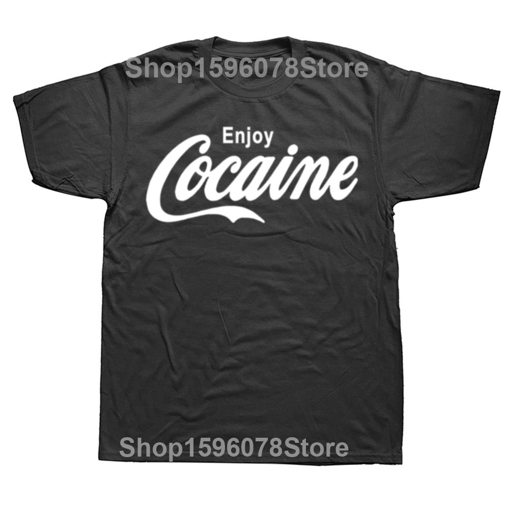 Funny Enjoy Cocaine Graphic T-shirts Men Women's Fashion Casual Oversized Tshirt 100% Cotton Loose Oversized T Shirt