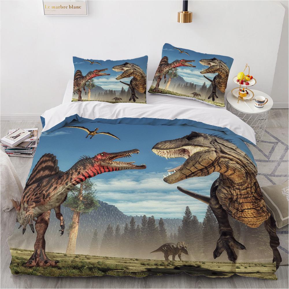 Dinosaur Jurassic Bedding Set Winter Duvet Cover With Pillowcases 3 Pcs Bed Set Queen Size Juego De Cama Home Textile Kids Adult