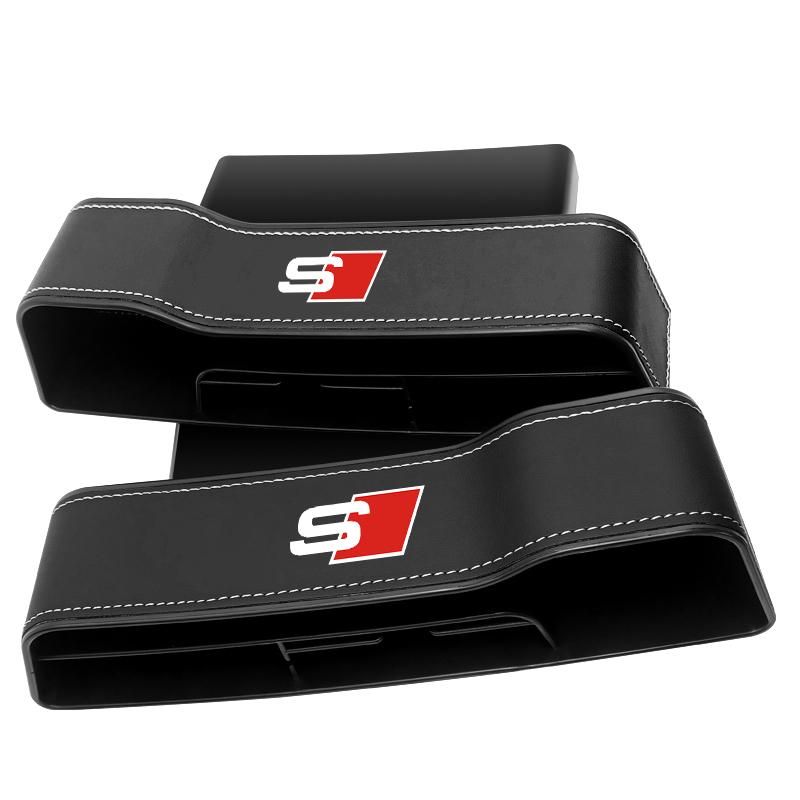 

2 шт. Органайзер для автомобильного сиденья, коробка для хранения в щель, автомобильные аксессуары для Audi A3 8P 8V 8L A3 A4 B5 B6 A5 A6 C6 C5 A1 A7 A8 Q2 Q3 TT RS3 RS4 2pcs sline чёрный