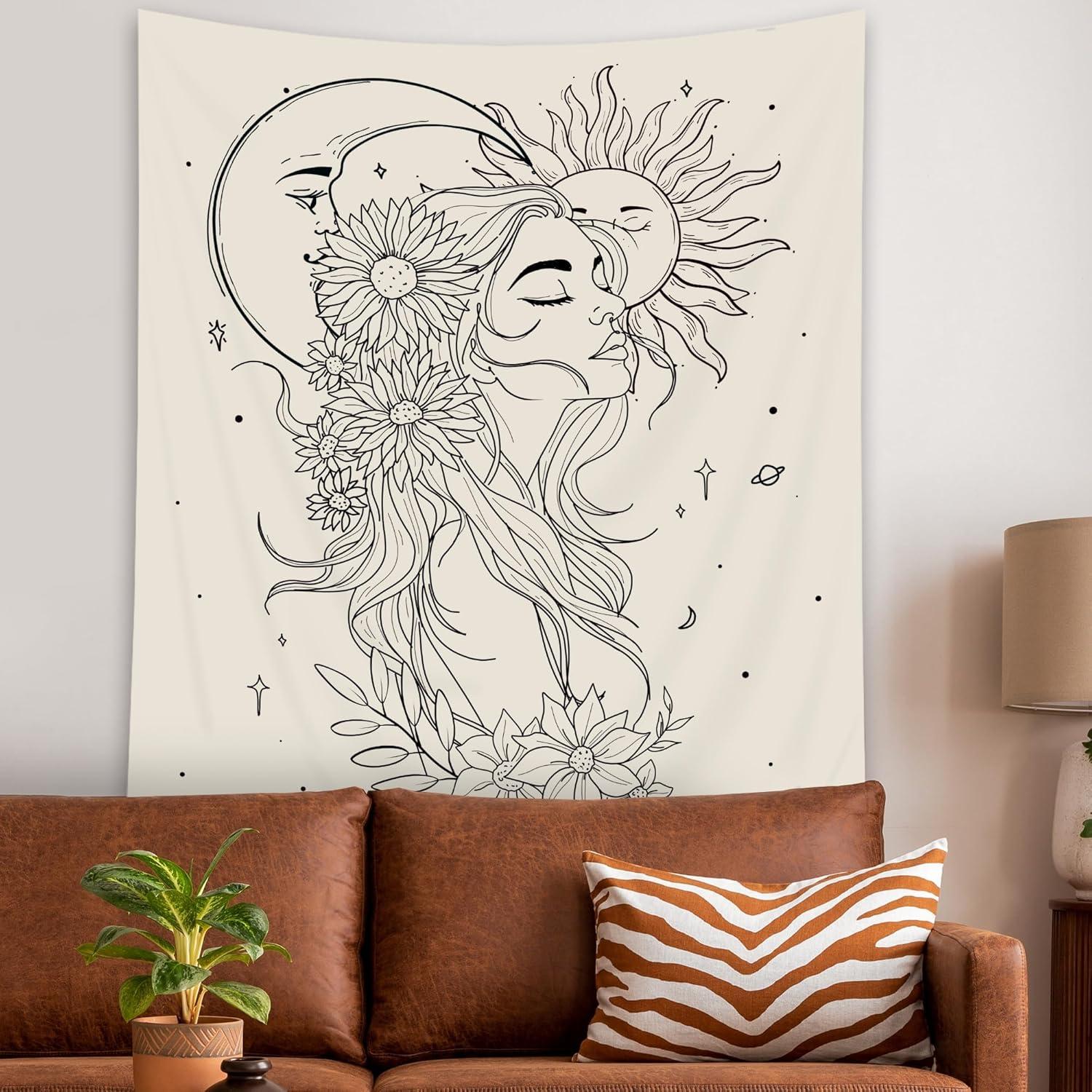 Tapestry svbright abstract woman fabric wall 75x100 чёрный