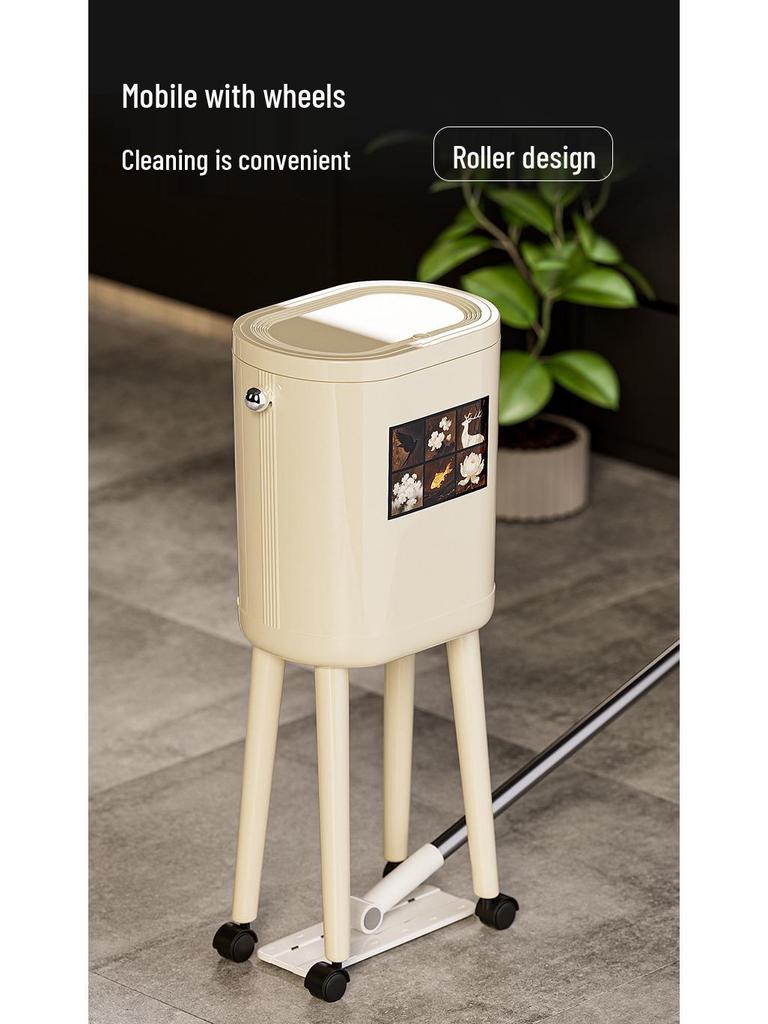 Premium Large-Capacity Trash Can with Lid – Ideal for Living Room, Bedroom, and Kitchen; Elevated Design for Easy Use.
