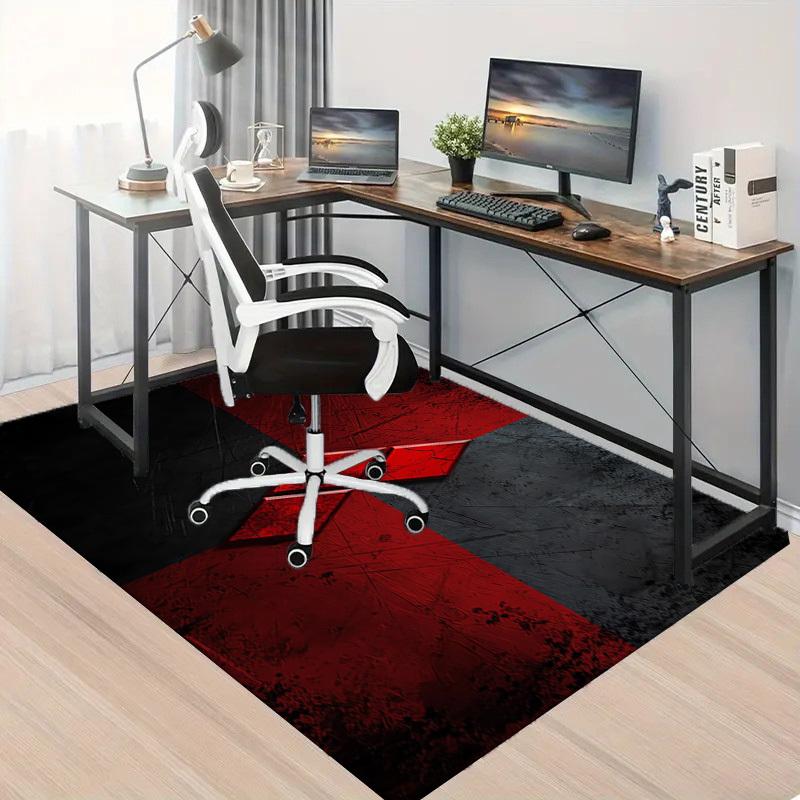 1pc Office Carpet Chair Mats Red and Black Abstract Pattern Perfect for Decorating Office Chairs, Living Rooms, Or Bedrooms,Polyester Carpet