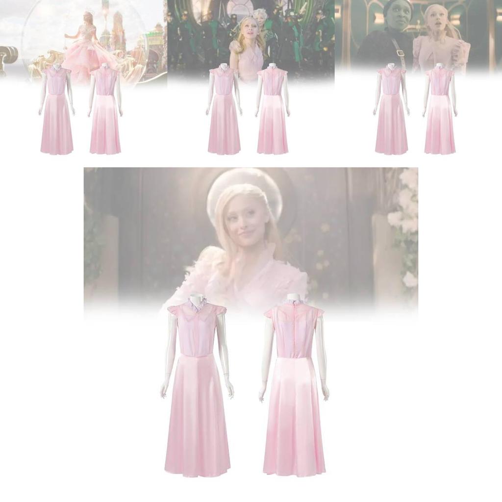 Enchanting Glinda Costume Dress For Women Featuring Vibrant Pink Corset Style Design For Magical Wicked Cosplay