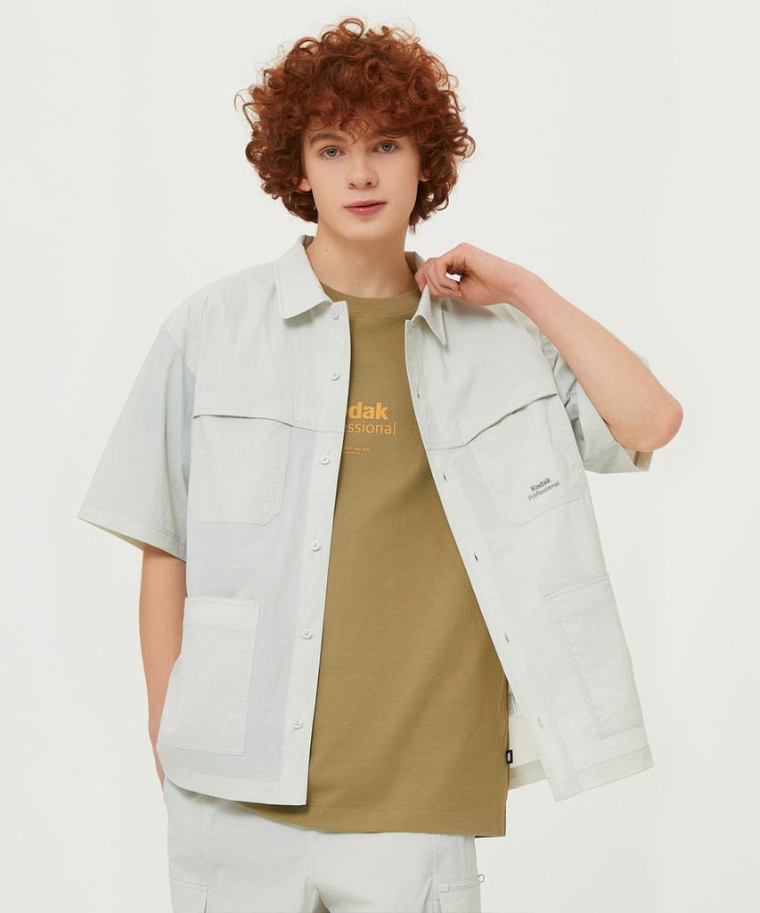 Kodak Mailer Essential Short Sleeve Shacket Ivory