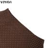 VONDA Women High Zip-up Waist Polka Dots A-Line Long Skirts