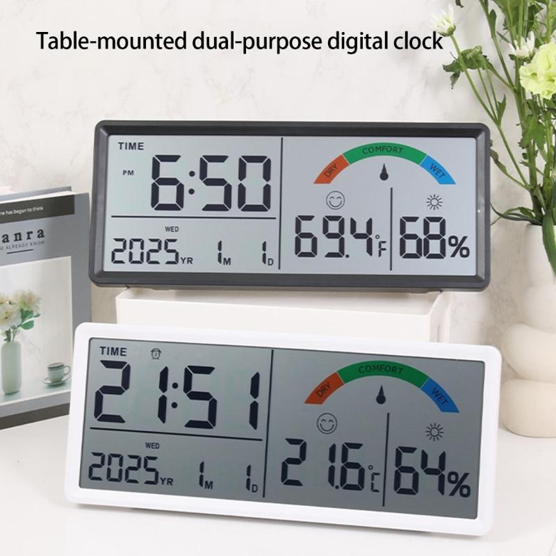Multifunctional Electronic Clock Indoor Temperature Monitor Easy Setups Battery Operated with 2 Alarm and Snooze Feature